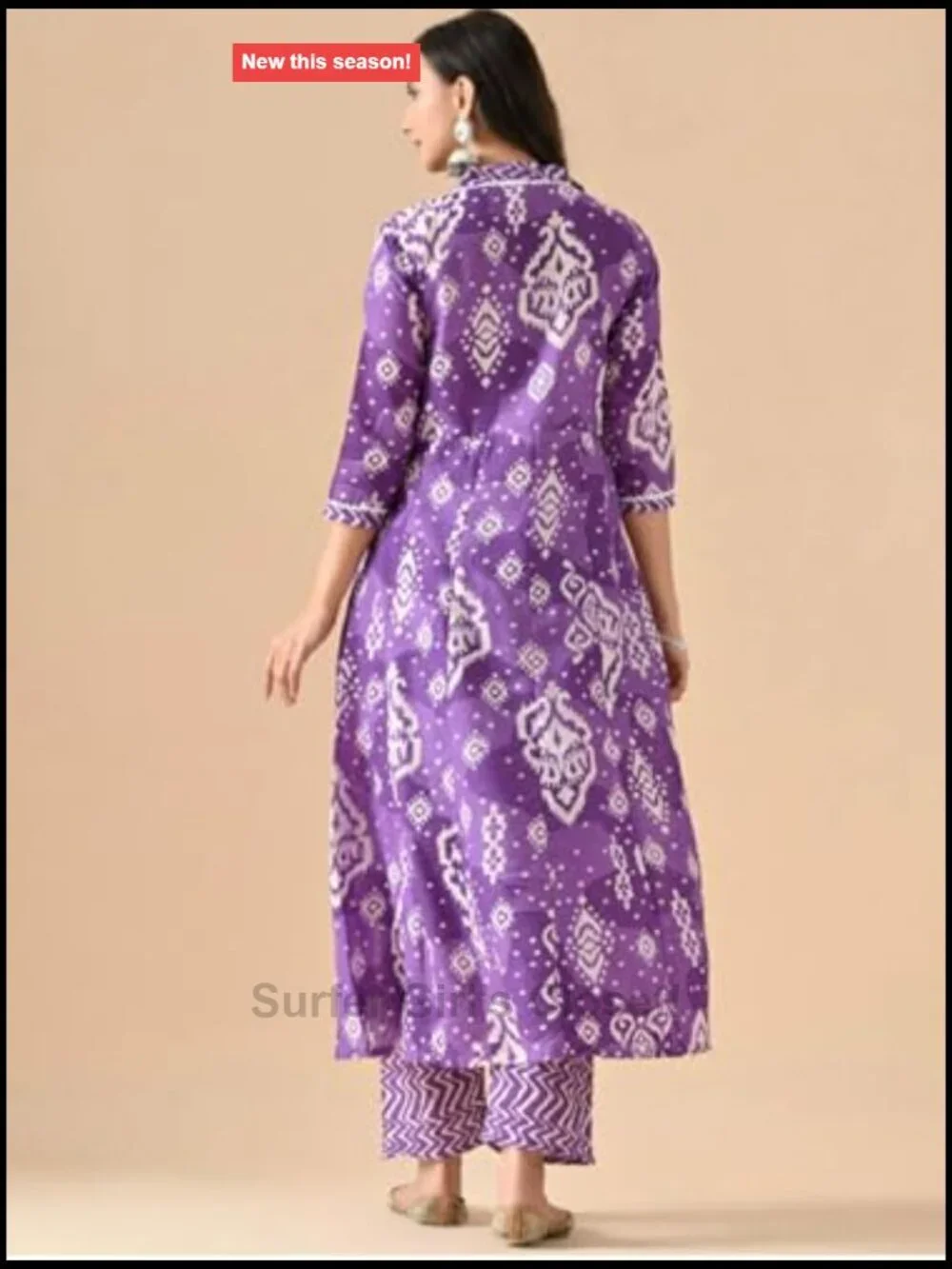 Printed Rayon Anarkali Kurta Pant Set with Dupatta